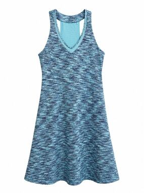 MPG Blue Wave Print Racerback Athletic Dress Kawaii Coastal Activewear Medium